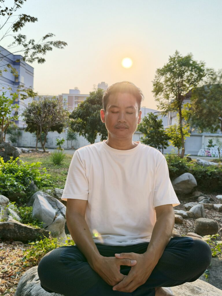 Meditation and sunset